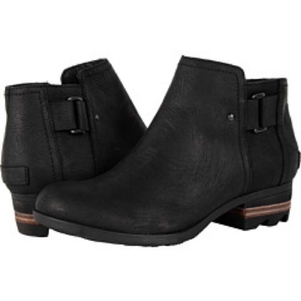 Sorel Lolla Women's Black Leather Zip Ankle Boots- Size 8